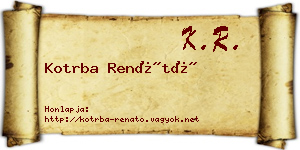 Kotrba Renátó névjegykártya